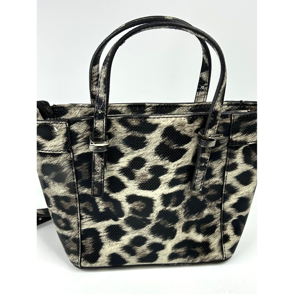 Guess Delaney Mini Tote Bag Black Snake Skin Pattern Structured Crossbody
